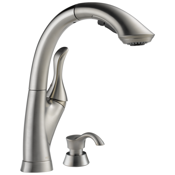 Linden™ Single Handle Pull-Out Kitchen Faucet With Soap Dispenser In Stainless MODEL#: 4153-SSSD-DST-related