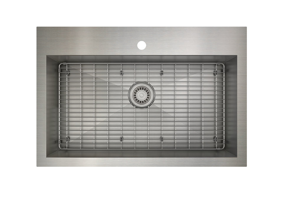 Single Bowl topmount Kitchen Sink with bottom grid ProInox H0 18-gauge Stainless Steel 30'' X 16'' X 9''-related