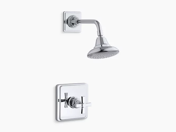 Pinstripe® PureRite-Temp® shower valve trim with cross handle and 2.5 gpm showerhead K-TS13134-3A-CP-related