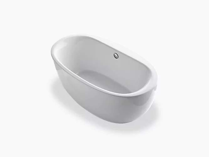 Sunstruck® 65-1/2" x 35-1/2" oval freestanding bath with fluted shroud and center drain-related