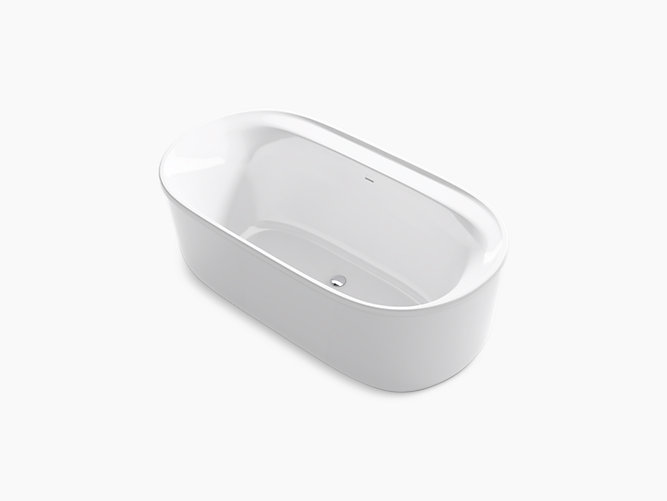 65-3/4" x 34" oval freestanding bath with overflow and drain-related