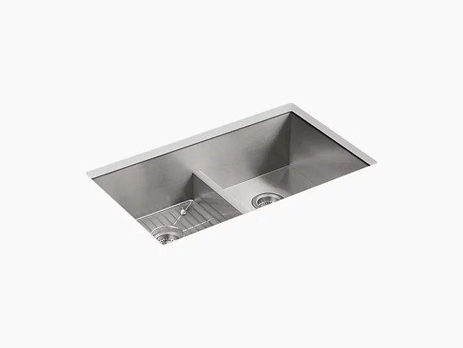 Vault™33" x 22" x 9-5/16" Smart Divide® top-mount/undermount double-equal bowl kitchen sink with single faucet hole K-3838-1-NA-related