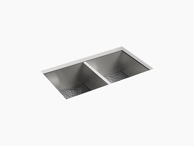 Ludington®32" x 18-5/16" x 9-5/16" Undermount double-equal kitchen sink with accessories-related