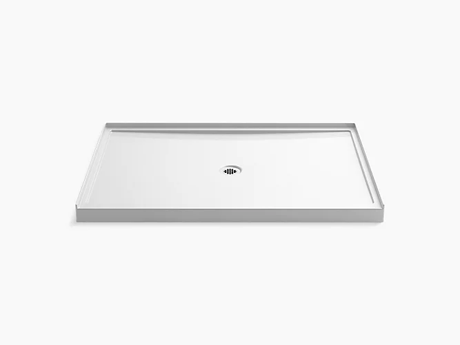 60" x 42" single-threshold shower base with center drain-product-view