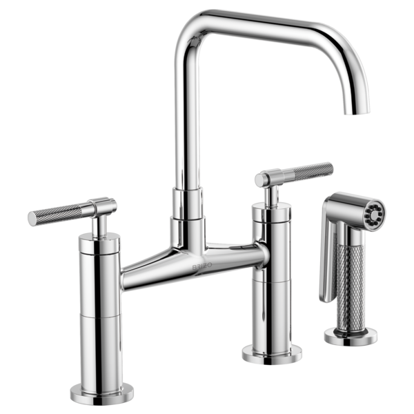LITZE® Bridge Faucet with Square Spout and Knurled Handle  62553LF-PC-related