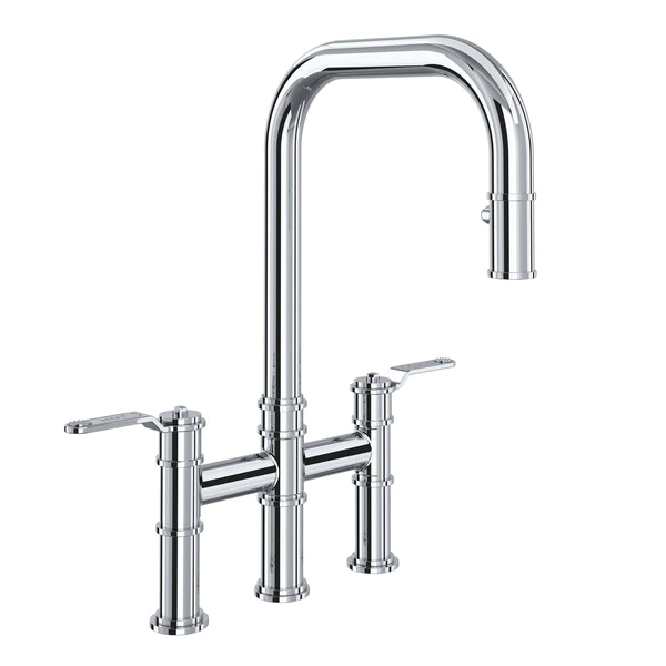 Armstrong Pull-Down Bridge Kitchen Faucet With U-Spout - Polished Chrome | Model Number: U.4551HT-APC-2-0