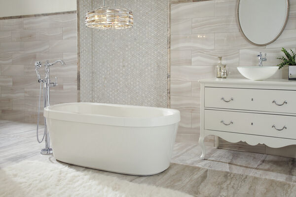 Arata 60 In. X 32 In. Freestanding Tub With Integrated Waste And Overflow In White MODEL#: B14627-6032-WH-0-large