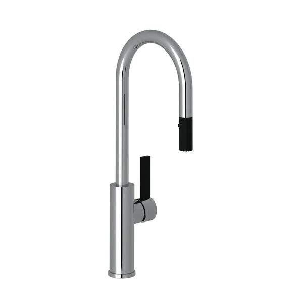 Tuario Pulldown Bar And Food Prep Faucet - C Spout - Polished Chrome With Matte Black Accents With Lever Handle | Model Number: TR65D1LBAPC-related