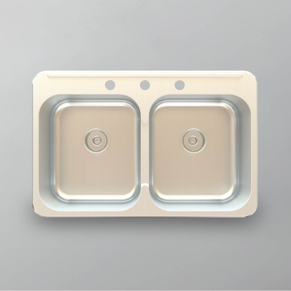 Sink - Stainless - Drop-in Double Bowl - 3 Holes-related