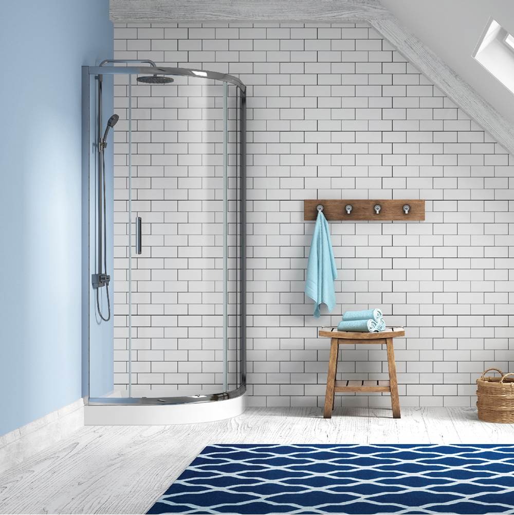 ShDoor - RoundF (Slide) - 36'' - Quadra Series 8R1 - 8mm/Chr-related