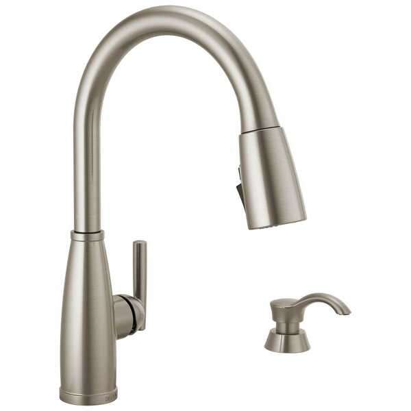 Varos™ Single Handle Pull-Down Kitchen Faucet With Soap Dispenser And ShieldSpray Technology In Spotshield Stainless MODEL#: 19792Z-SPSD-DST-related