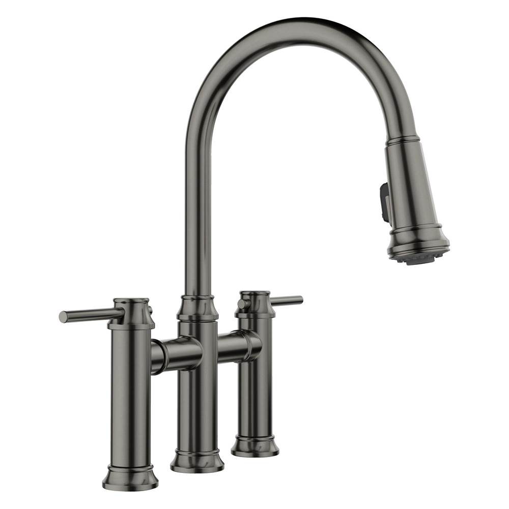 Empressa Pull-Down Dual-Spray Bridge Faucet - Satin Dark Steel-related