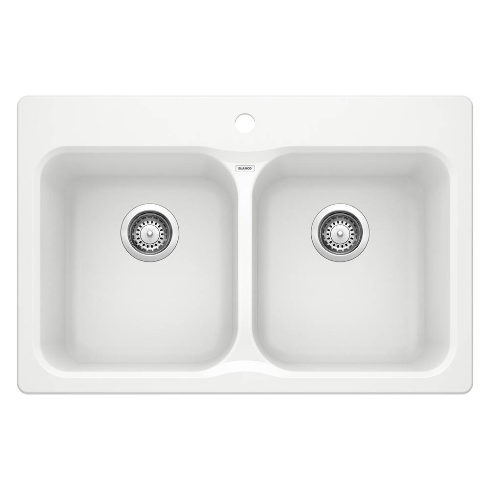 Vision SILGRANIT 31.5'' 50/50 Double Bowl Dual Mount Kitchen Sink - White-shop