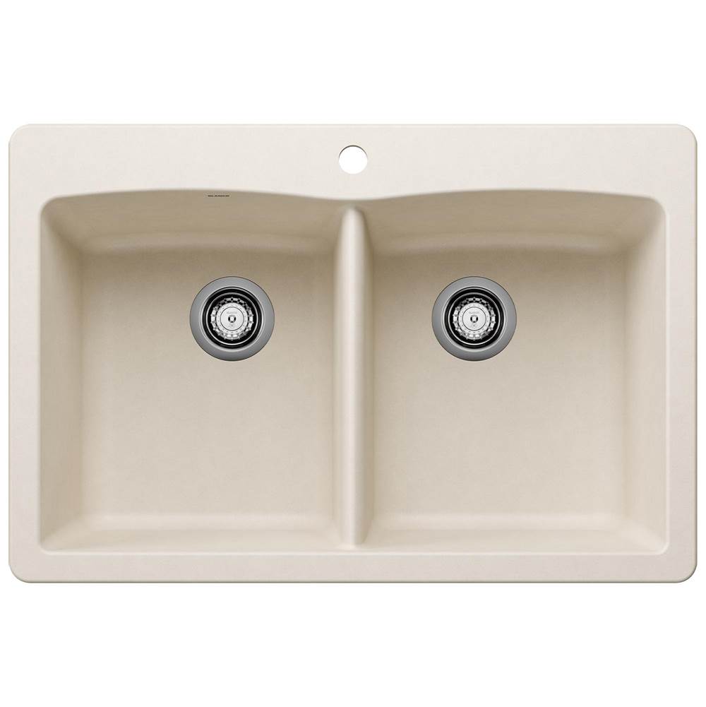 Diamond SILGRANIT 33'' 50/50 Double Bowl Dual Mount Kitchen Sink - Soft White-shop