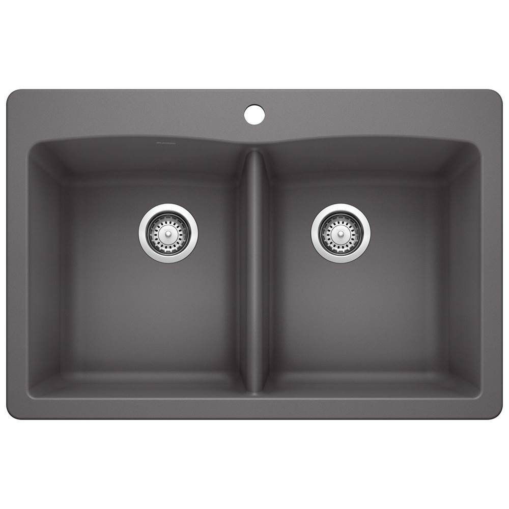 Diamond SILGRANIT 33'' 50/50 Double Bowl Dual Mount Kitchen Sink - Cinder-related