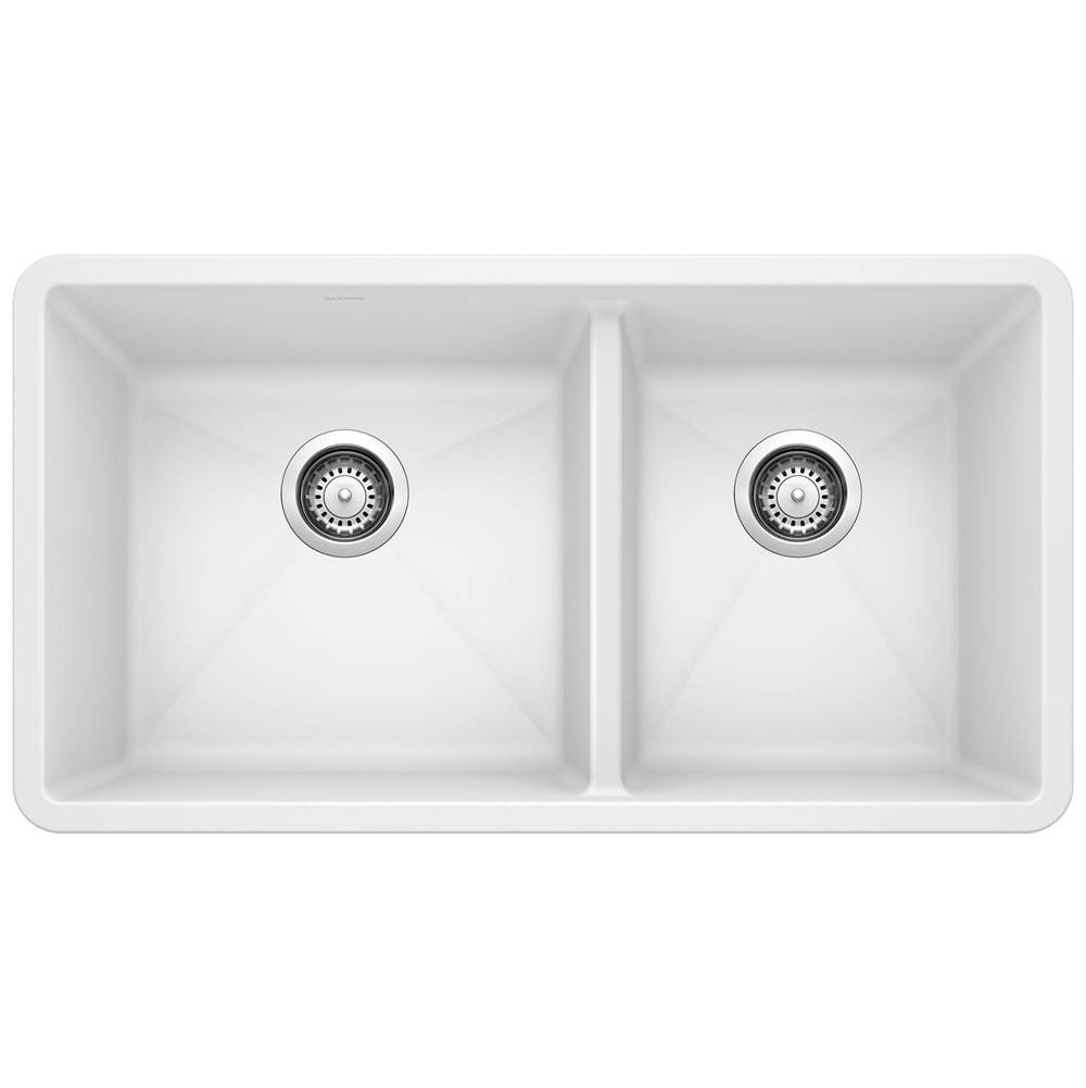 Precis SILGRANIT 33'' 60/40 Double Bowl Undermount Kitchen Sink - White-shop