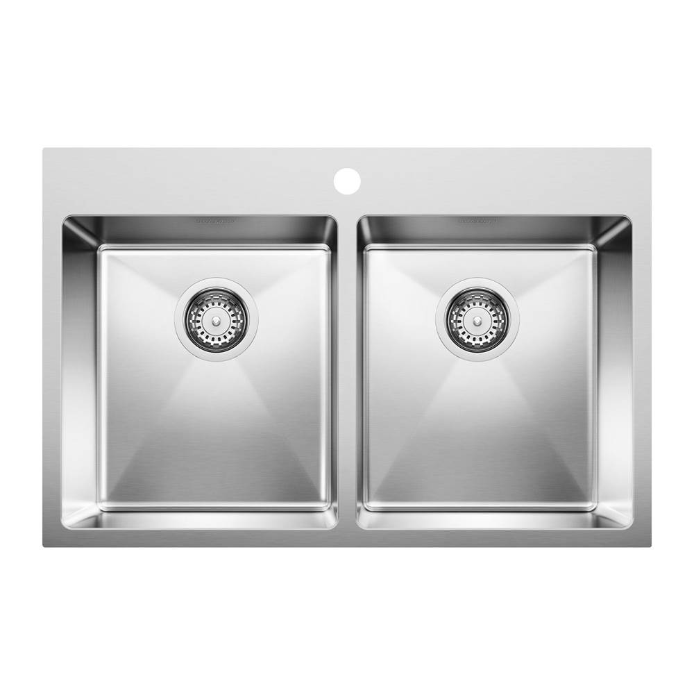 Quatrus R15 31'' 50/50 Double Bowl Dual Mount Stainless Steel Kitchen Sink-shop