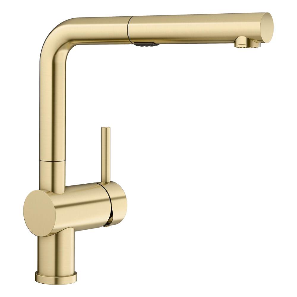 Linus Low Arc Pull-Out Dual-Spray Kitchen Faucet - Satin Gold-shop