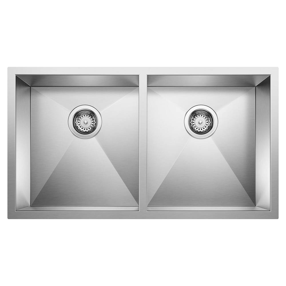 Quatrus R0 32'' 50/50 Double Bowl Undermount Stainless Steel Kitchen Sink-shop