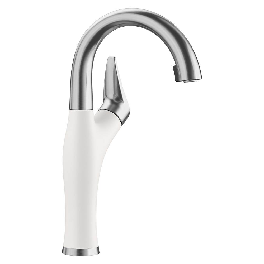 Artona Pull-Down Dual-Spray Bar Faucet - PVD Steel/White-shop
