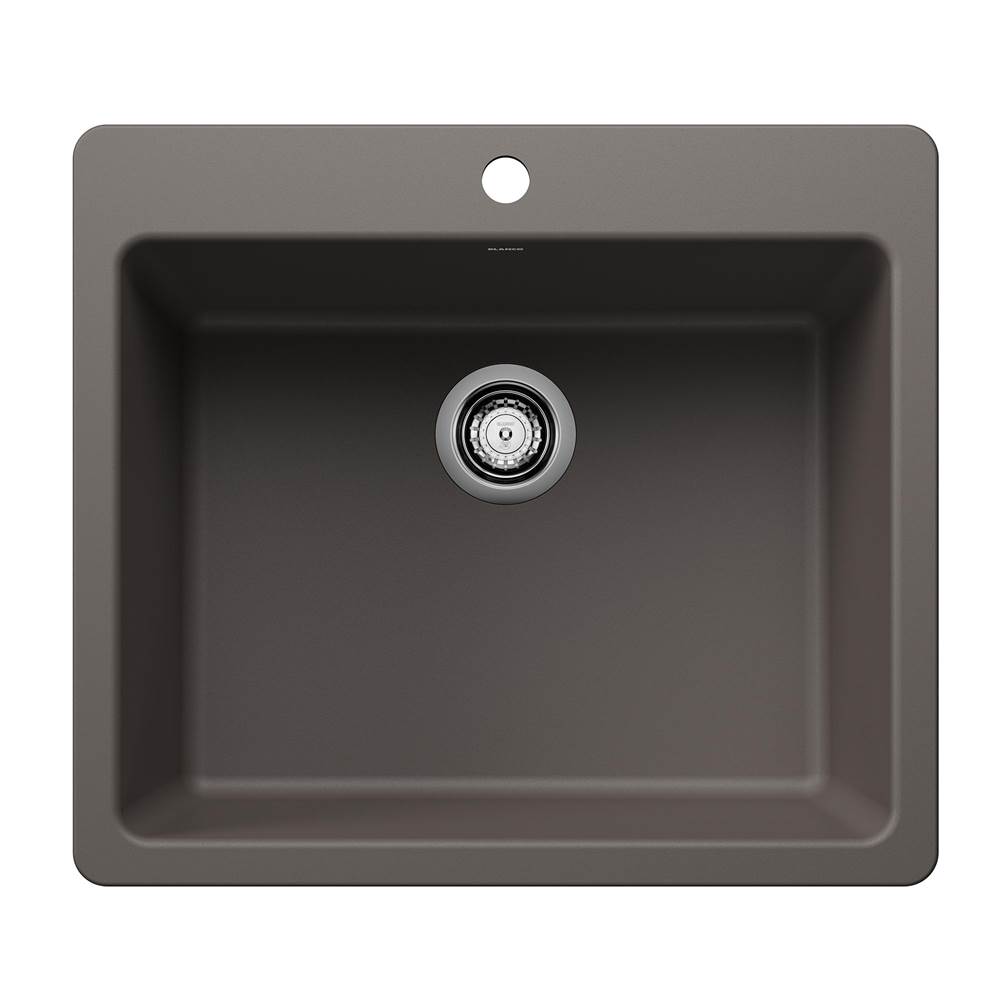 Liven SILGRANIT 25'' Single Bowl Dual Mount Kitchen Sink - Volcano Gray-shop