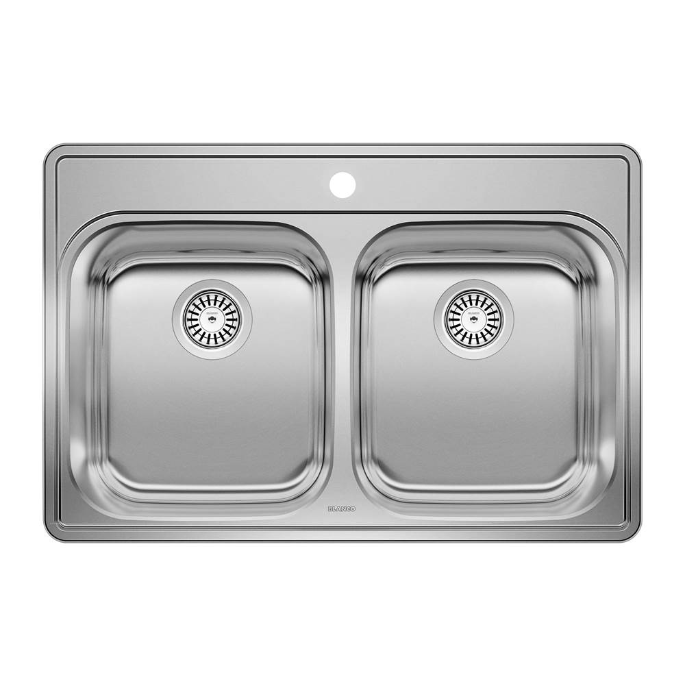 Essential 31'' 50/50 Double Bowl Drop-In Stainless Steel Kitchen Sink - 1 Hole-shop