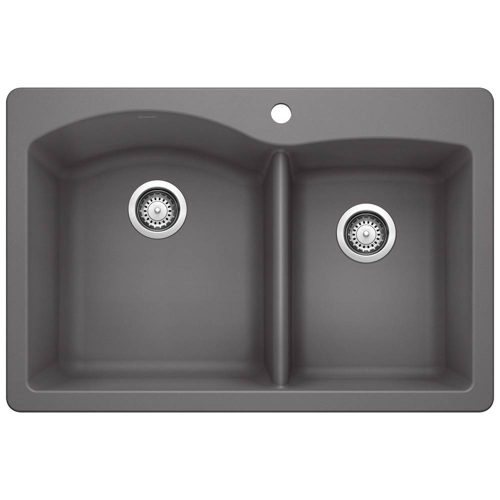 Diamond SILGRANIT 33'' 60/40 Double Bowl Dual Mount Kitchen Sink - Cinder-related