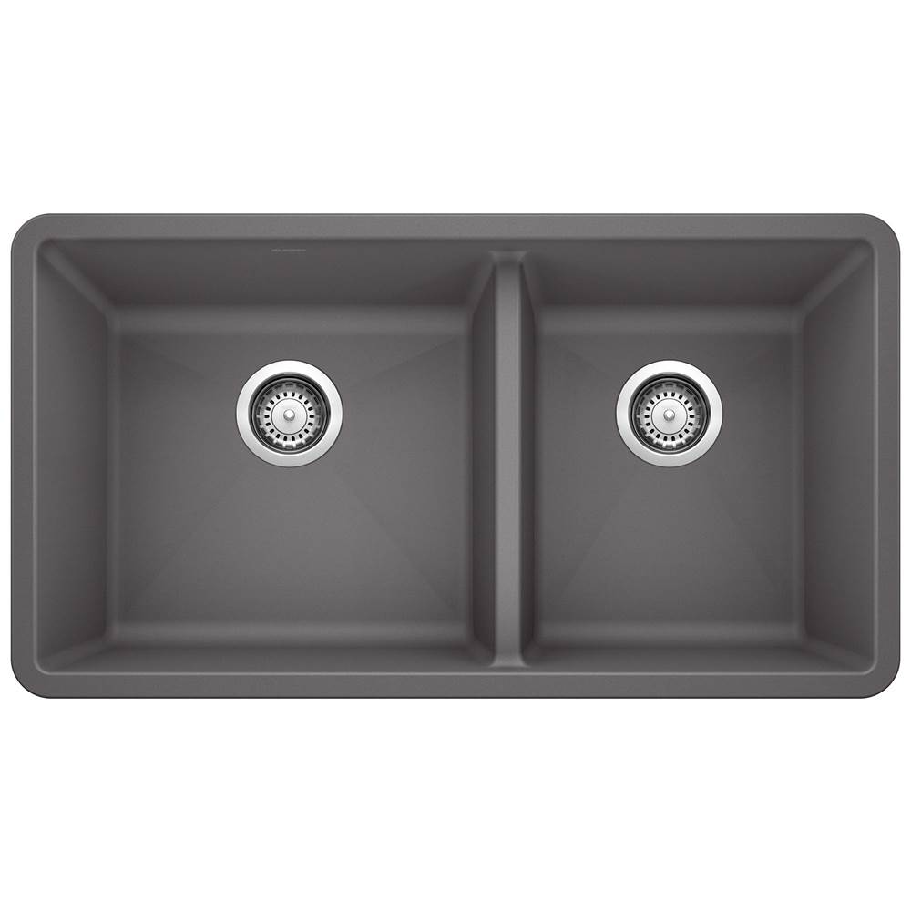 Precis SILGRANIT 33'' 60/40 Double Bowl Undermount Kitchen Sink - Cinder-shop