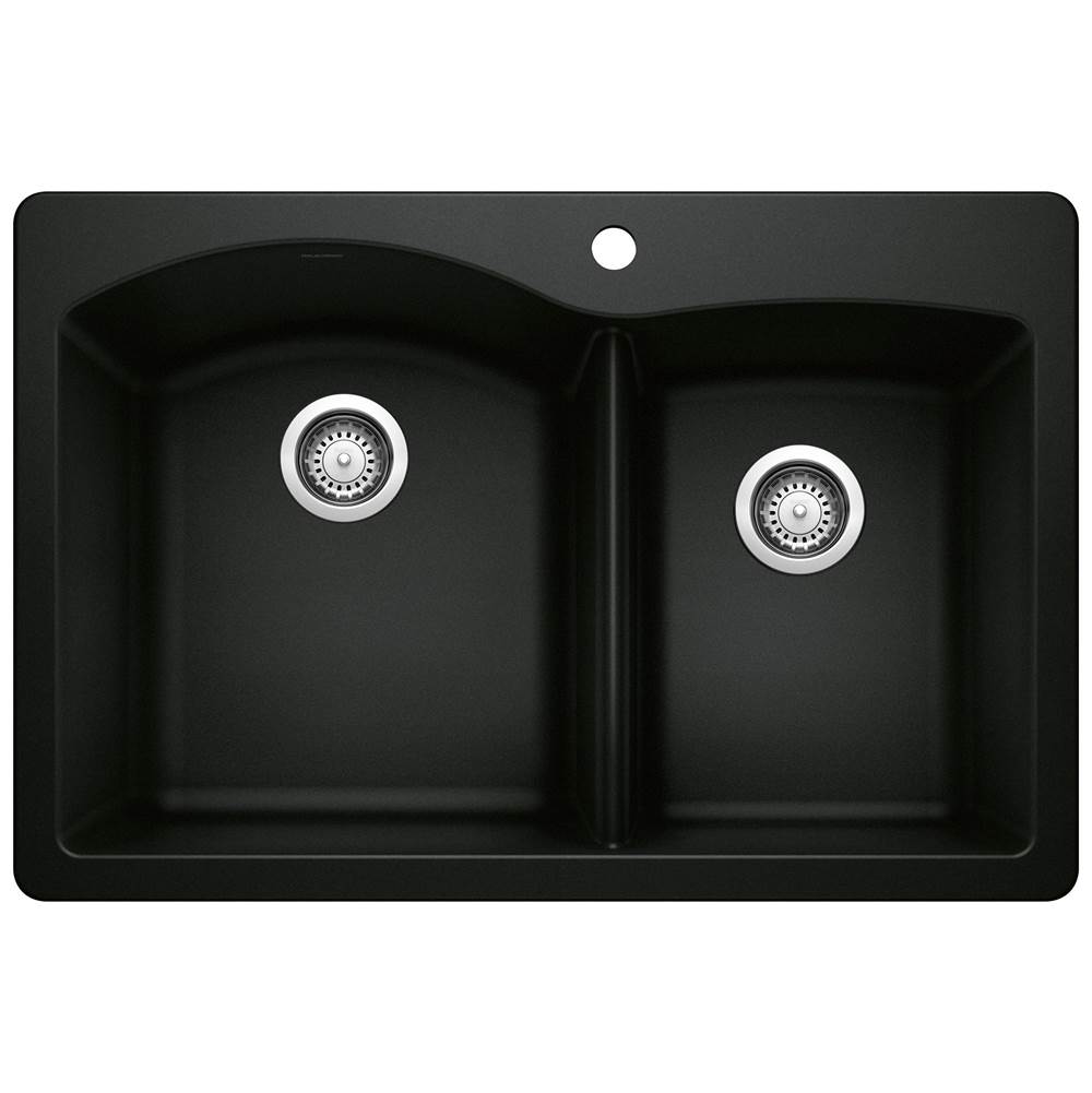 Diamond SILGRANIT 33'' 60/40 Double Bowl Dual Mount Kitchen Sink - Coal Black-related