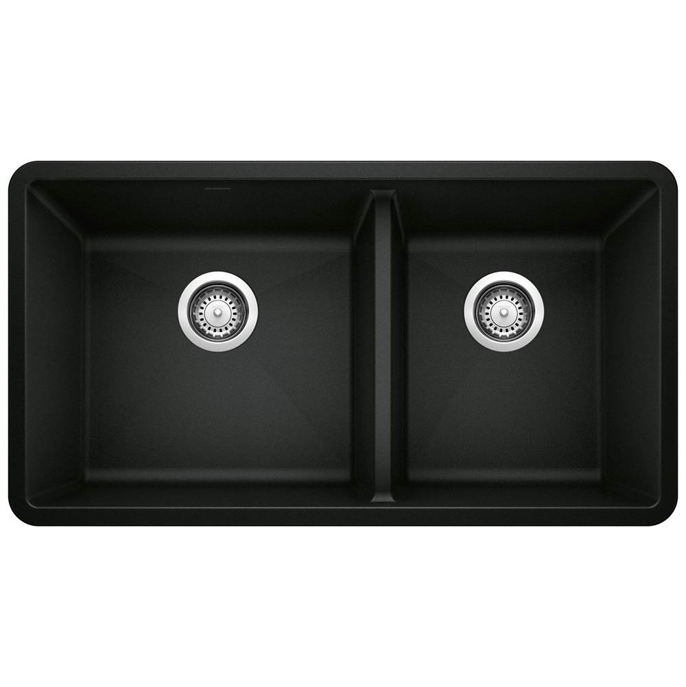 Precis SILGRANIT 33'' 60/40 Double Bowl Undermount Kitchen Sink - Coal Black-shop