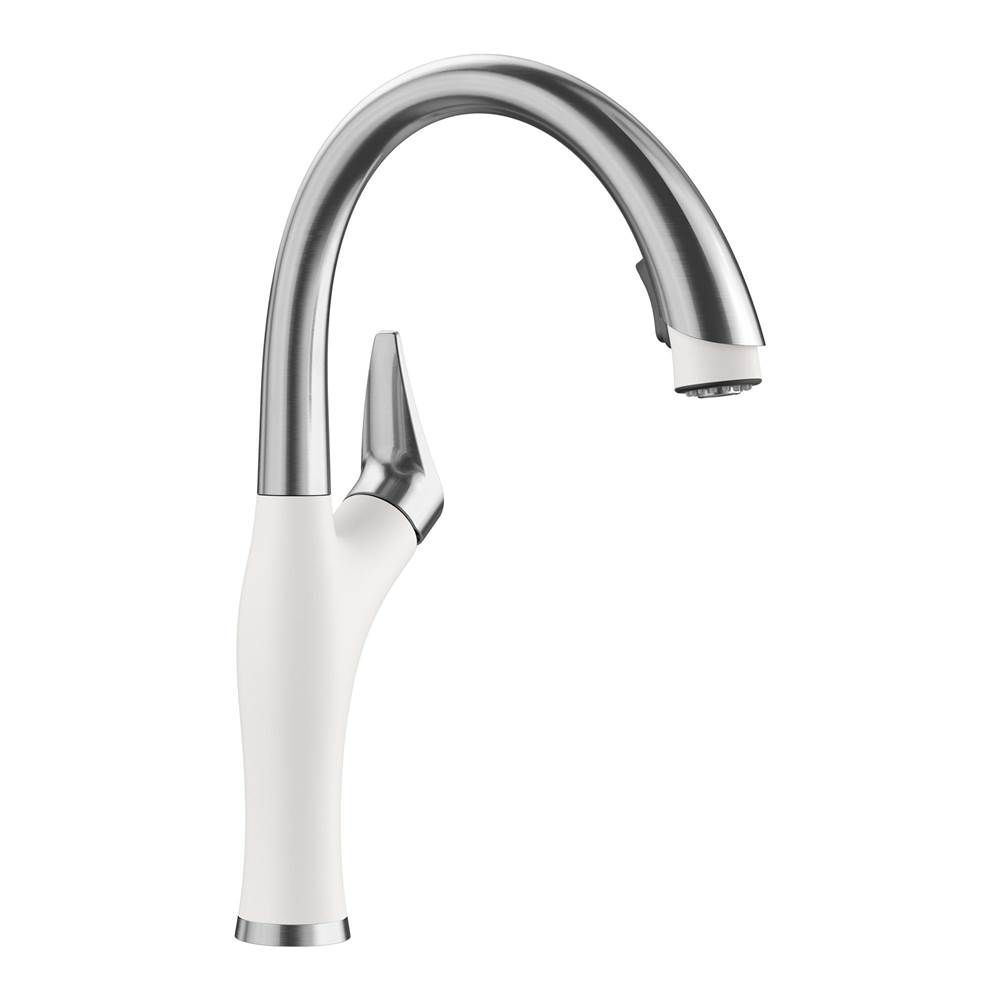 Artona Pull-Down Dual-Spray Kitchen Faucet - PVD Steel/White-related