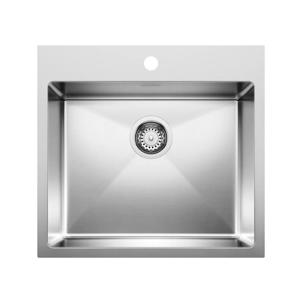 Quatrus R15 22'' Single Bowl Dual Mount Stainless Steel Kitchen Sink-shop