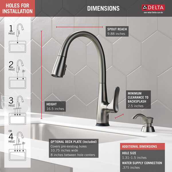 Dunsley® Dunsley Single Handle Pull Down Kitchen Faucet With Touch 2O And VoiceIQ Technology In Spotshield Stainless MODEL#: 19756TZV-SPSD-DST-0-large