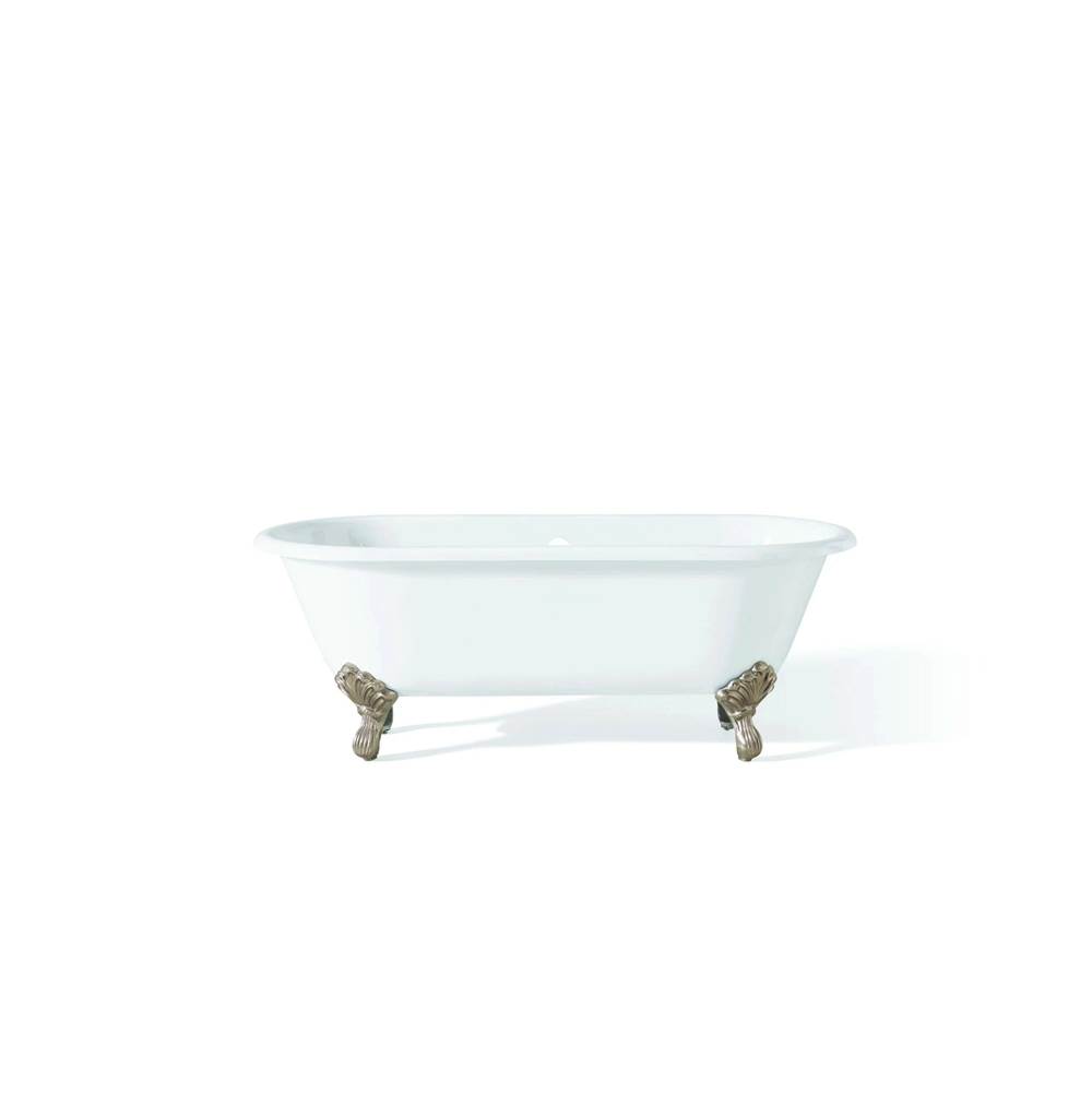 Regal Tub, 70'', White In, Custom Out, Flat, Brushed Nickel Shaughnessy Feet-related