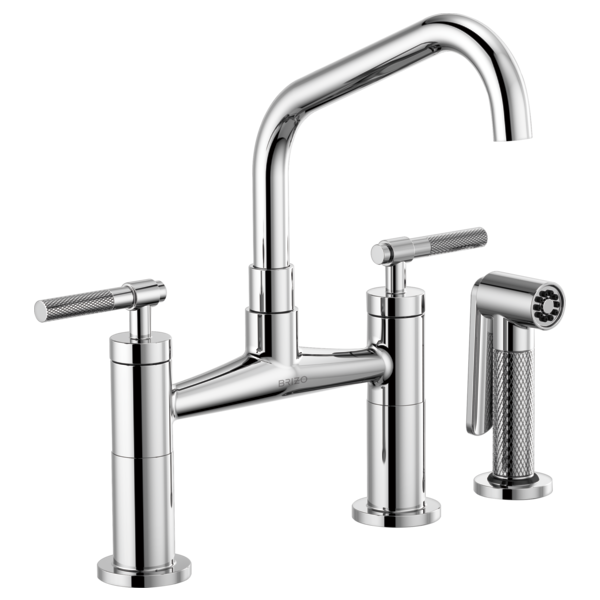 LITZE® Bridge Faucet with Angled Spout and Knurled Handle  62563LF-PC-related