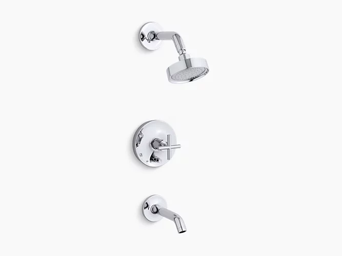 Purist®Rite-Temp® bath and shower trim with cross handle and 2.5 gpm showerhead K-T14420-3-CP-related