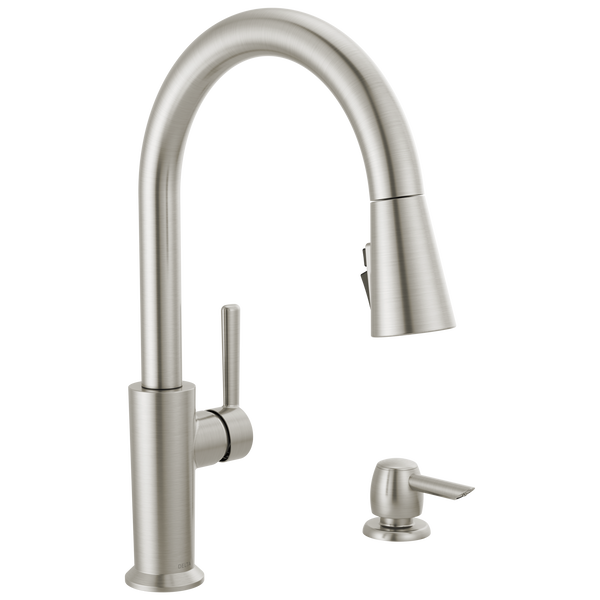 Emery™ Single Handle Pulldown Kitchen Faucet With Soap Dispenser And ShieldSpray Technology In Spotshield Stainless MODEL#: 19805Z-SPSD-DST-related