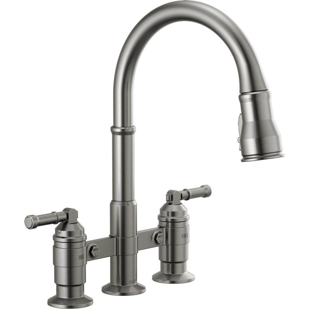 Broderick? Two Handle Pull-Down Bridge Kitchen Faucet-related