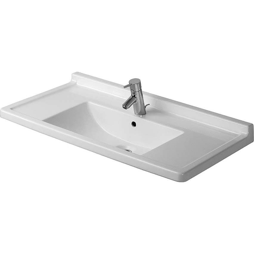 Starck 3 33 1/2'' Rectangular Wall Mounted Sink in White with Widespread Faucet H-related