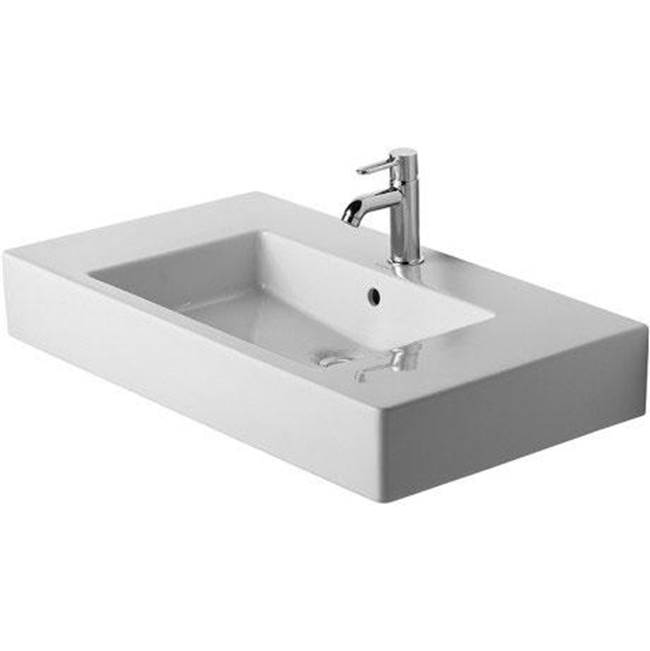 Vero 33 1/2'' Rectangular Wall Mounted Sink in White with Widespread Faucet Holes-related