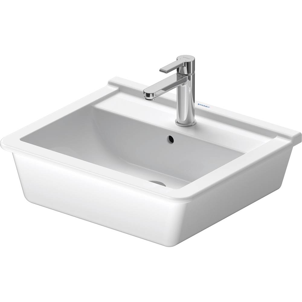 Starck 3 22'' Rectangular Drop In Sink in White with Single Faucet Hole and Overf-related