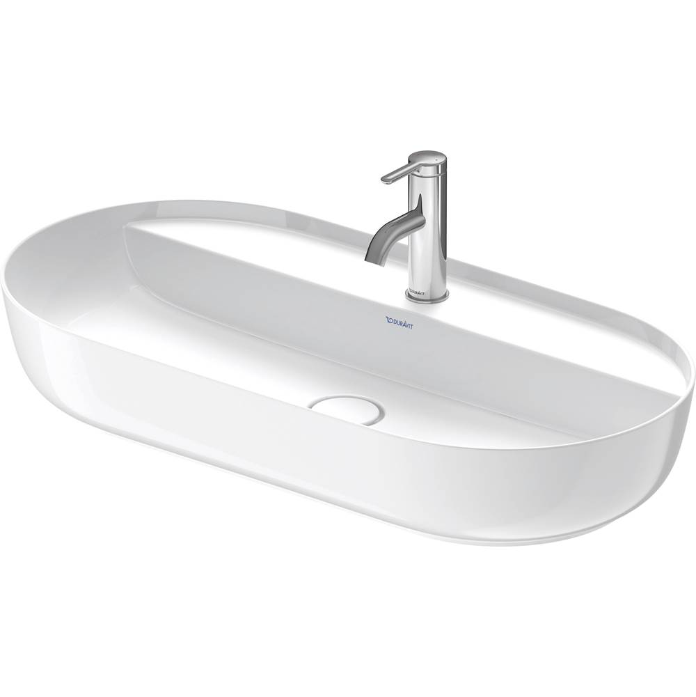 Luv 31 1/2'' Oval Vessel Sink in White with Single Faucet Hole and-shop