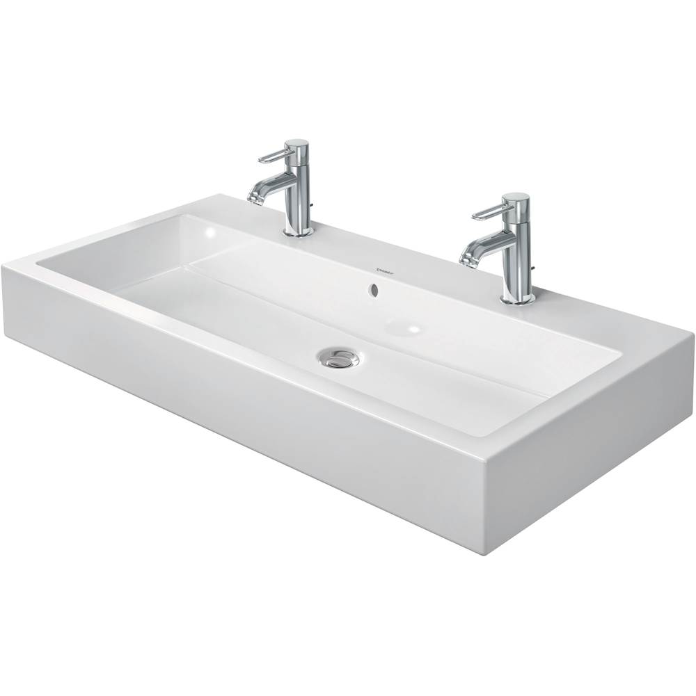 Vero 39 3/8'' Rectangular Wall Mounted Sink in White with Two Sets of Single Fauc-related