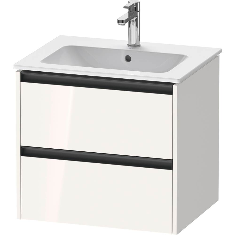 Ketho.2 24'' Wall Mount Two Drawer Single Vanity Cabinet in High Gloss White, Sin-related