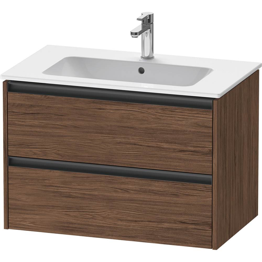 Ketho.2 31 7/8'' Wall Mount Two Drawer Single Vanity Cabinet in Dark Walnut, Sink-related