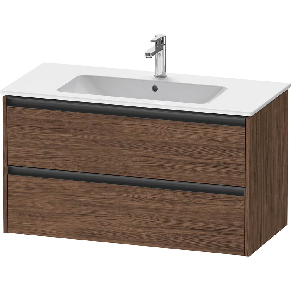 Ketho.2 39 3/4'' Wall Mount Two Drawer Single Vanity Cabinet in Dark Walnut, Sink-related