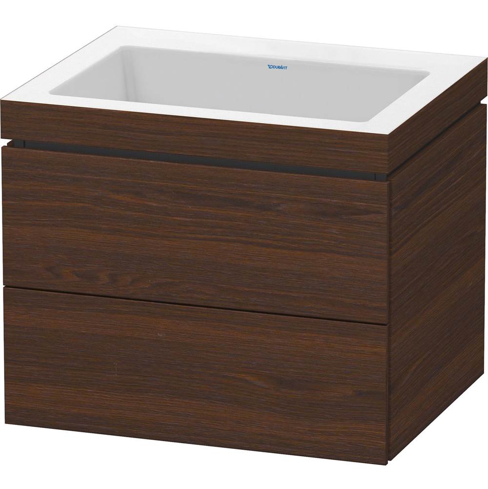 L-Cube 23 5/8'' Wall Mount Two Drawer c-bonded Single Vanity in Brushed Walnut, I-related