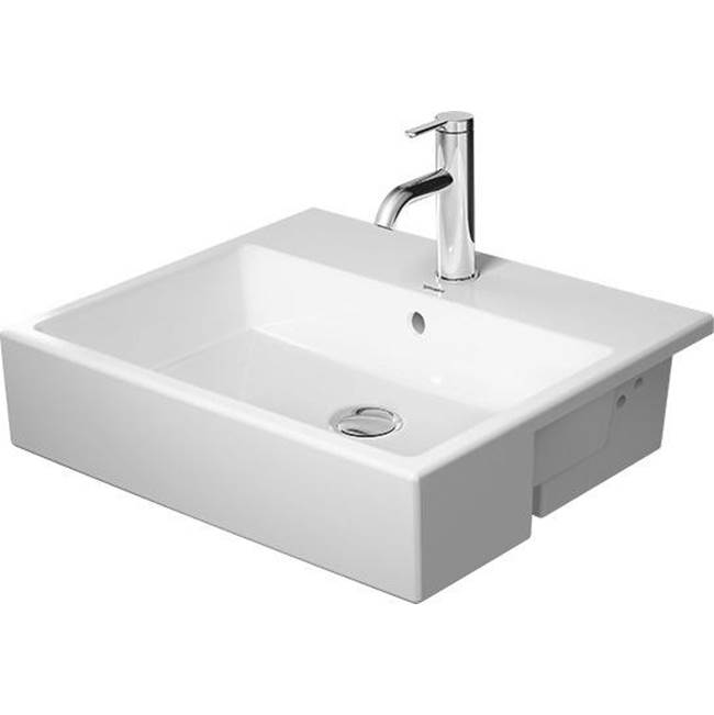 Vero 21 5/8'' Rectangular Semi-Recessed Sink in White with Single Faucet Hole and-shop