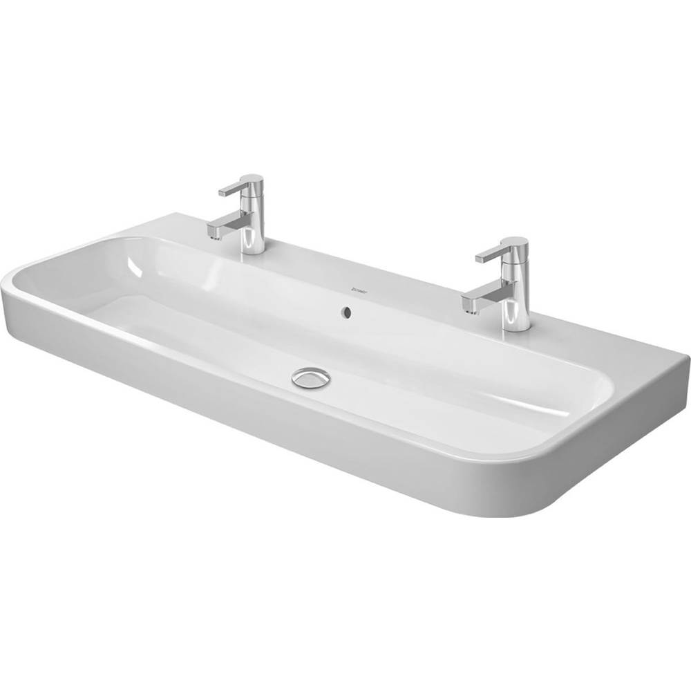 Happy D.2 47 1/4'' Rectangular Wall Mounted Sink in White with Two Sets of Single-related
