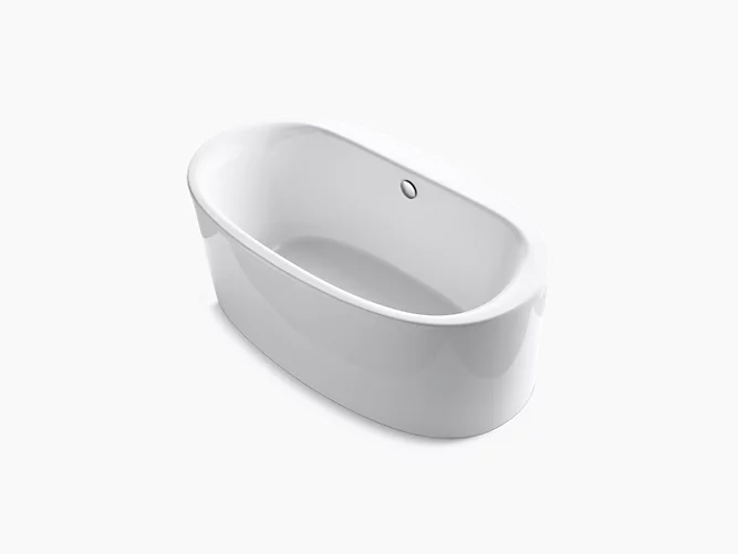 65-1/2" x 35-1/2" oval freestanding bath with straight shroud and center drain-product-view